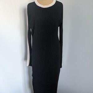 Chic Black and White Long Sleeve Dress
